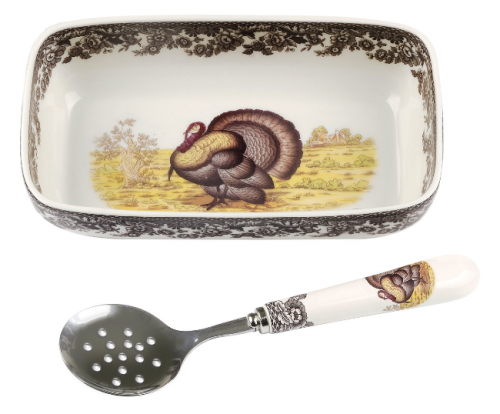Cranberry Dish with Slotted Spoon